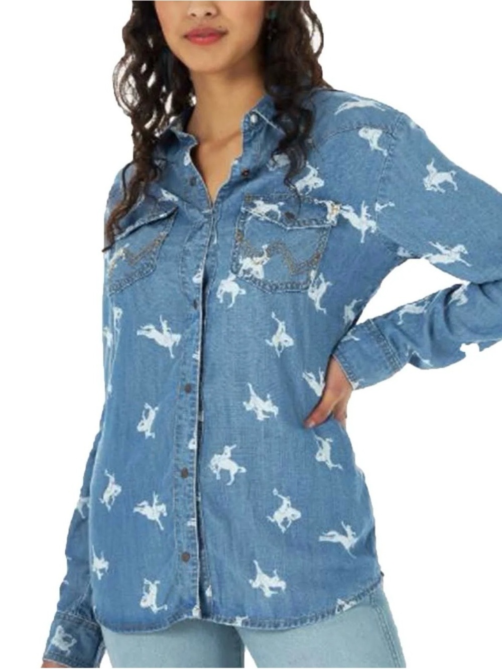 Wrangler Retro Womens Denim Horse Snap Shirt